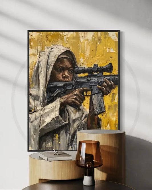 Afrocentric figurative warrior spirit wall art.