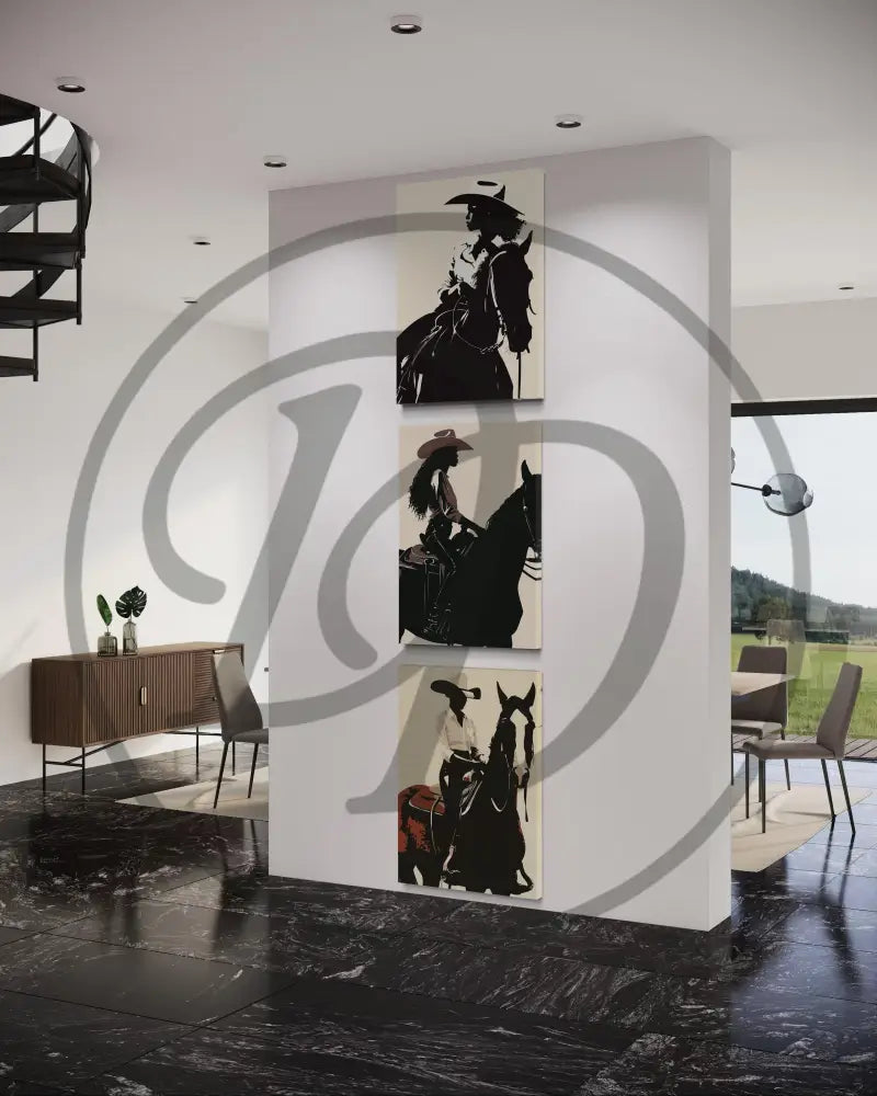 Afrocentric cowboy digital art set for premium rustic interiors.