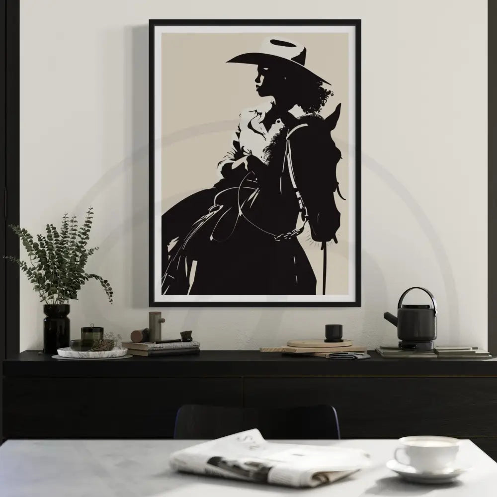 Urban Western 3-piece digital wall art set featuring Black cowboys and horses.