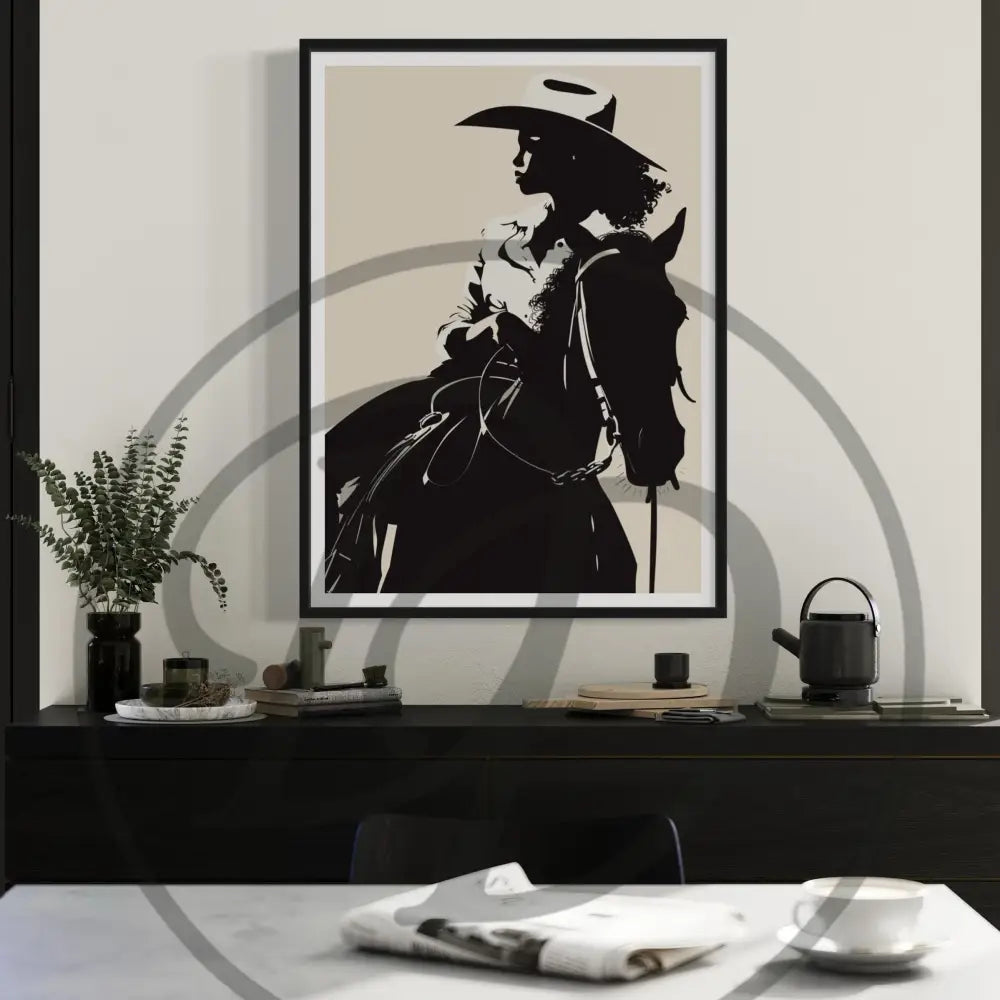 Urban Western 3-piece digital wall art set featuring Black cowboys and horses.